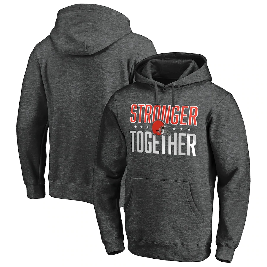 Men's Cleveland Browns Heather Charcoal Stronger Together Pullover Hoodie